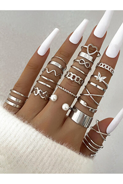 Take Two By Styli عبوة من 22 قطعة - خواتم متنوعة قابلة للتكديس