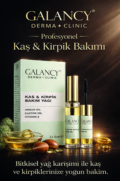 Galancy Kirpik Bakım Serumu 2x10 ml Fırçalı Aplikatörlü Argan ve Hint Yağı İç...