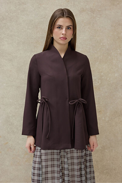Birgül Bektaş Brown Roza Bow Detail Jacket