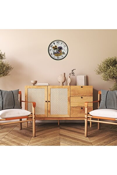 Leyaton Cream Sunflower & Lavender 36 cm Wall Clock Lwlhm-Ytrs345