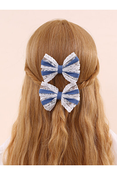 Take Two By Styli Pack of 2 - Blue Lace Bow Hair Clips