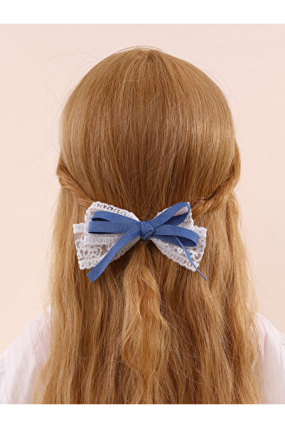 Take Two By Styli Blue Lace Bow Hair Clip