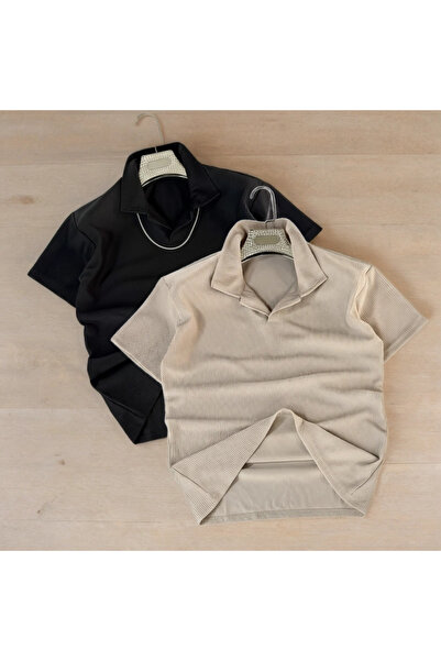 Fifty Color Țesătură cu guler polo, stil Alaçatı, pentru bărbați, material re...