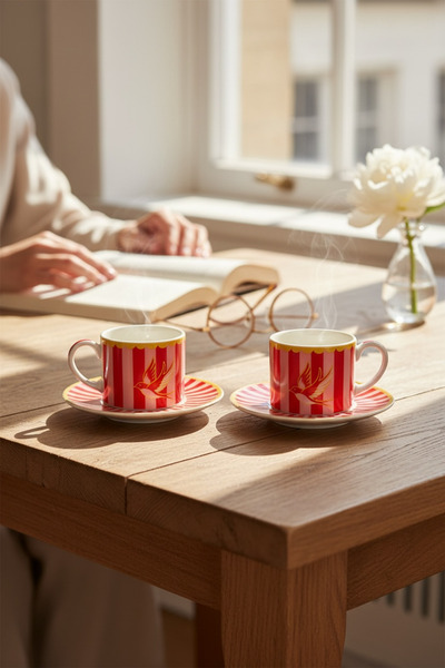 Bereketli Store Piegon 2’li Kahve Fincanı Seti Pembe – Porselen Türk Kahvesi ...