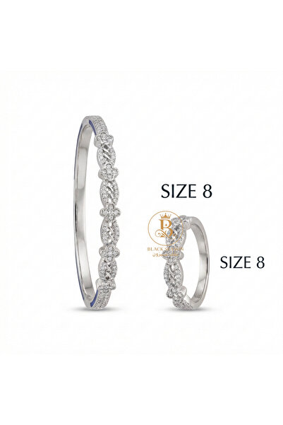 Black Season One-piece round bracelet set (free size) + ring (size 8)