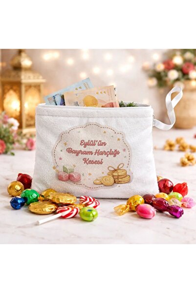 Bk Gift Kişiye Özel İsimli Çocuk Lüks Bayram Harçlık ve Şeker Kesesi -2, İsim...