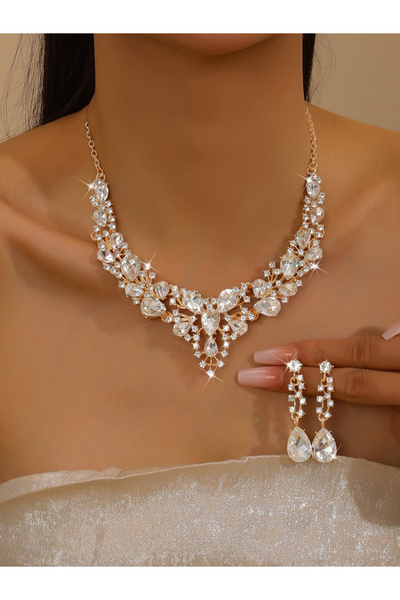 Take Two By Styli 2-Piece Embellished Rhinestone Necklace and Earrings Jewelr...