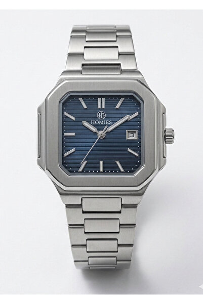 Homies Men's Silver Metal Cord Navy Blue Dial Stylish Men's Wristwatch with C...