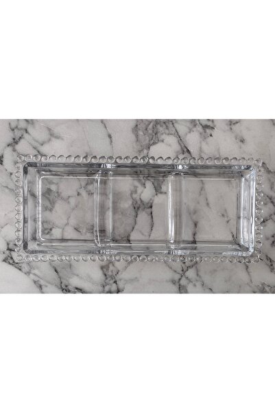 Glass In Love Beaded Compartment Glass Presentation Plate