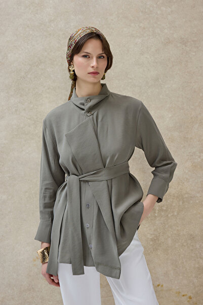 Birgül Bektaş Khaki Liora Jacket Collar Shirt