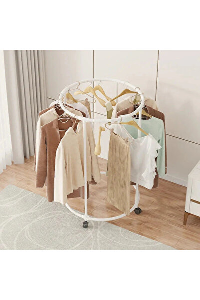 SANGSIN Suport Rotund Mobil din Oțel Inoxidabil pentru Haine, Finișaj Metalic...