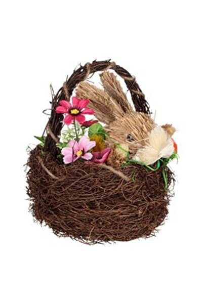 victiny Cuib decorativ de Paște cu iepure și flori 22 cm