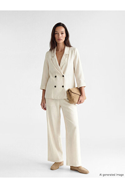 LC Waikiki Özmarka Νέα Σεζόν Γυναικείο Παντελόνι με Ελαστική Μέση και Ριγέ Με...