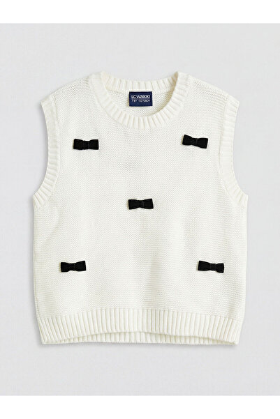 LC Waikiki سترة تريكو للفتيات من Özmarka New Season بياقة دائرية وربطة على شك...