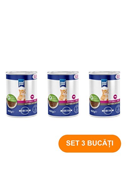 Redist Hrană umedă pentru pisici PAWPAW Junior cu vită în sos 3x400g