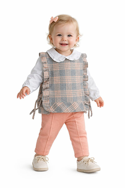 Chicsy Baby Baby Girl Plaid Sweater Set 3-Piece Shirt Pants Daily Stylish Com...