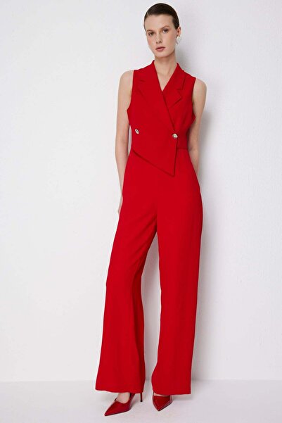 Mi Pret a Porter Mi Düğme Detaylı Kruvaze Yaka Tulum