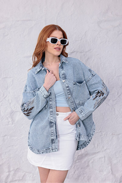 Yeys Shop Pul İşleme Detaylı Kot Ceket