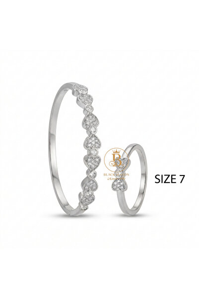 Black Season One-piece round bracelet set (free size) + ring (size 7)