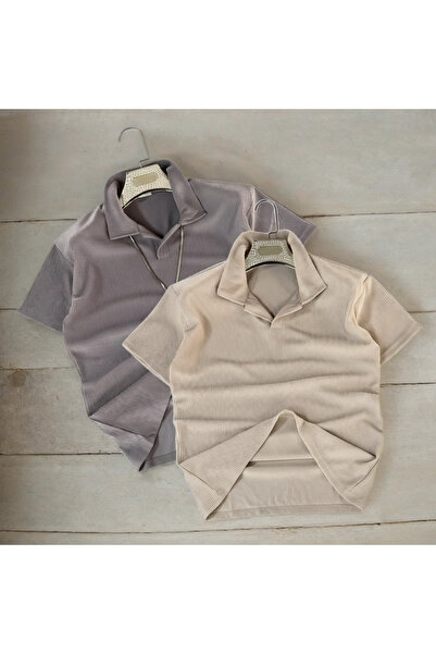 Fifty Color Țesătură cu guler polo, stil Alaçatı, pentru bărbați, material re...