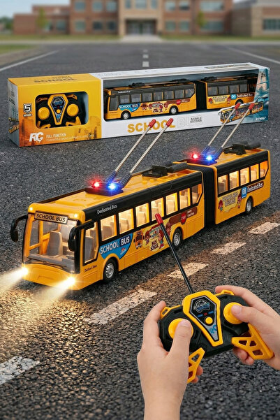 TUENGİ STORE Uzaktan Kumandalı Şarjlı Körüklü Okul Otobüsü - 38 cm Full Fonks...