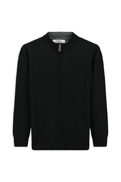 Kiğılı Half Turtleneck Patterned Zippered Wool Cashmere Blend Knitted Cardigan