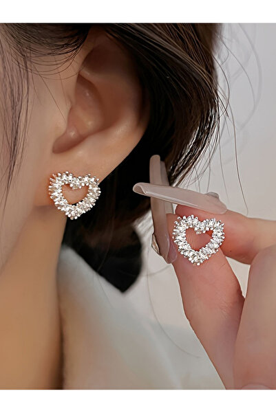 Take Two By Styli Embellished Heart Stud Earrings