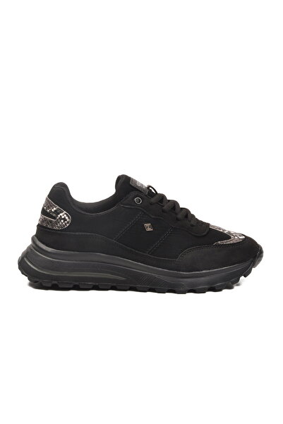 Aspor Black Lace-up Women's Sports Shoes
