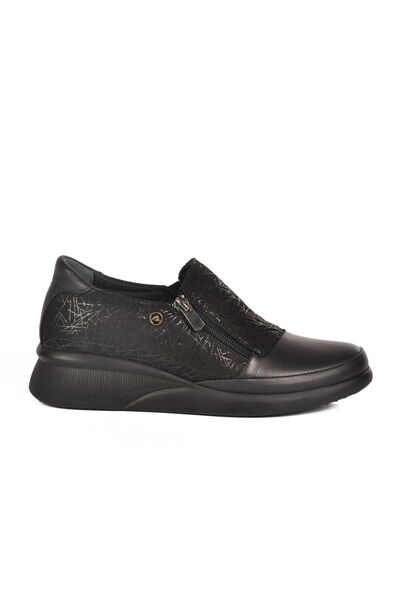 Aspor Black Genuine Leather Women's Casual Shoes