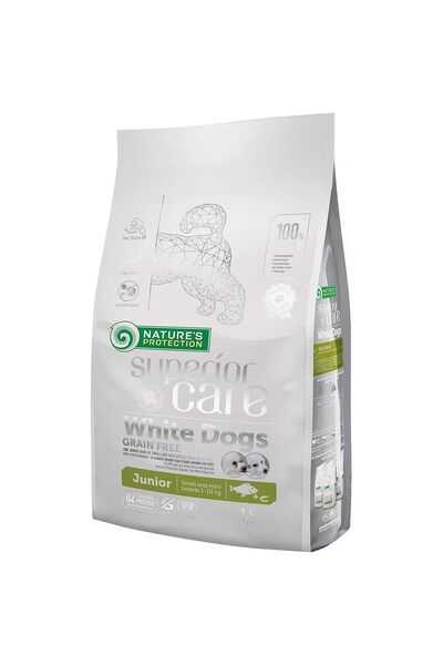 Nature's Protection Superior Care White Dogs Junior, peste alb, hrana uscata,...