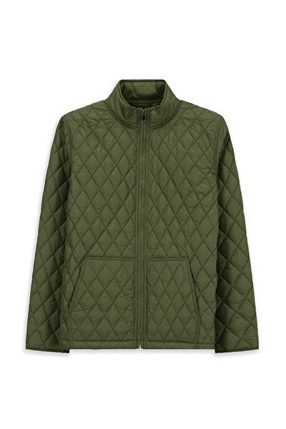 Kiğılı Mock Neck Pocketed Zippered Windproof Quilted Sports Coat