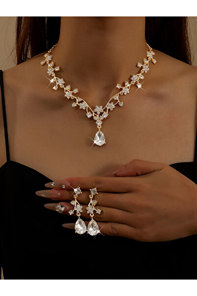 Take Two By Styli 2-Piece Rhinestone Drop Embellished Necklace and Earrings J...