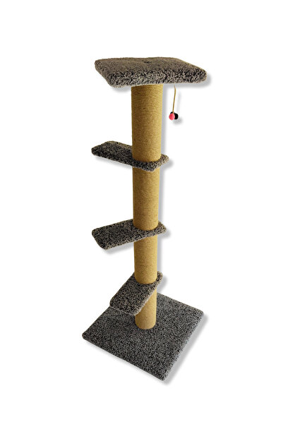 ambarpet 100 cm Gray Cat Scratching Board with Thick Pipe Ladder