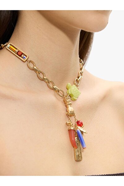 PARFOIS Taşlı Kaplumbağa Charm'lı Kısa Kolye