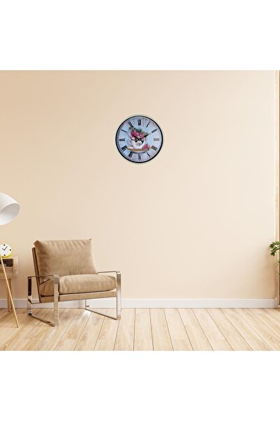 Leyaton Cream 36 cm Flower Figured Wall Clock Rvryt-Rs345
