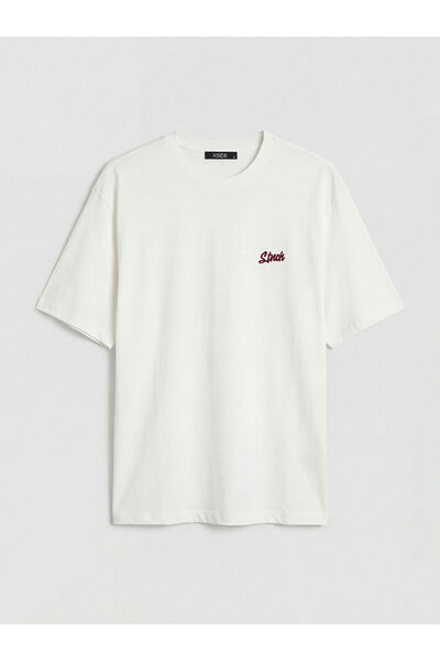 LC Waikiki Ανδρικό μπλουζάκι από χτενισμένο βαμβάκι με κέντημα σε λαιμόκοψη π...