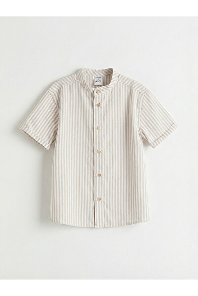 LC Waikiki Hakim Yaka Short Sleeve Striped Boy's Shirt