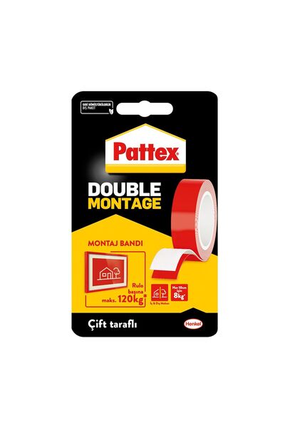 Pattex Double Montaj Bandı 120 Kg Çift Taraflı Güçlü Montaj Bandı İç Dış Mekan