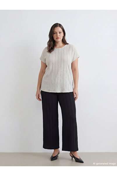 LC Waikiki Rmz Gi̇yi̇m Farkiyla Women's Textured Pants with Waist Cord