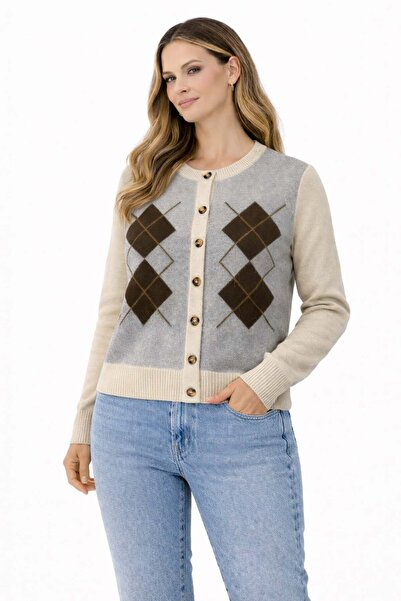 ModaPlaza Women's Diamond Pattern Cardigan 7011