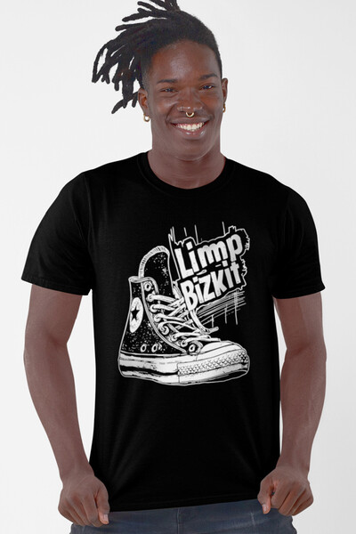 ROCKANDROLL Tricou negru cu mânecă scurtă Limp sneakerși pentru bărbați