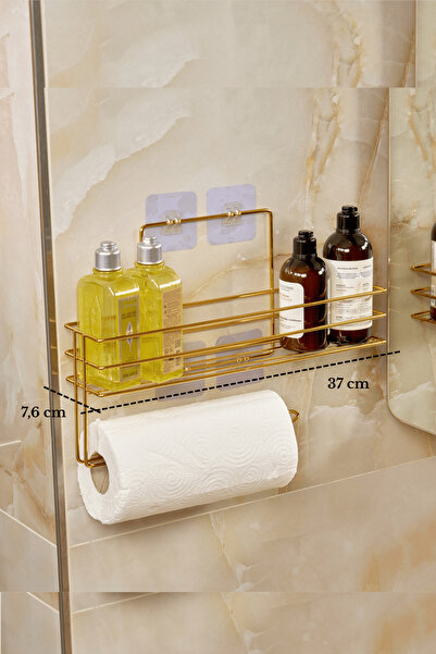 Edora Home Altın Renk Modern Banyo Rafı | Çok Amaçlı Yapışkanlı Duş Organizer...