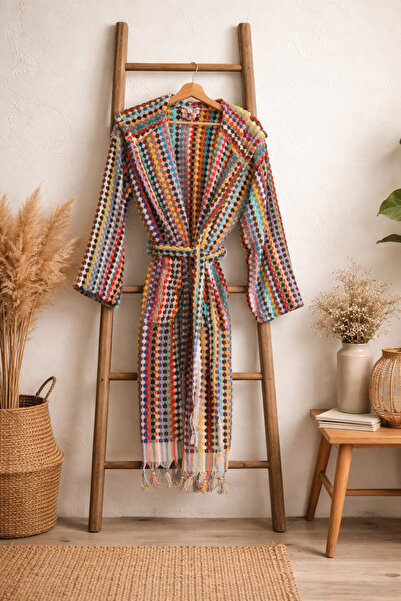 Peacock رداء حمام متعدد الألوان منقط فاخر