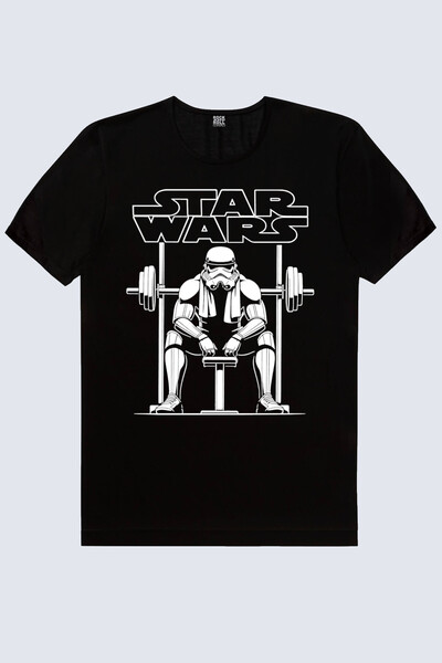 ROCKANDROLL Tricou negru cu mânecă scurtă Trooper Gym pentru bărbați