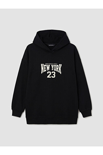 LC Waikiki Vizyon New Season Hooded New York Printed Women's Sweatshirt Tunic