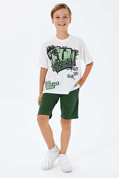 ROLY POLY Set de două piese cu tricou și pantaloni scurți pentru băieți, alb