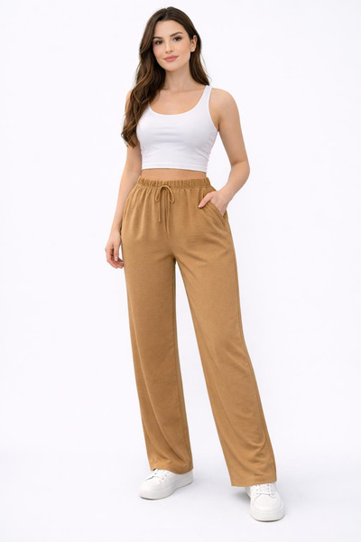 Kutaf Pantaloni casual pentru femei talie înaltă confortabili, cu talie elast...