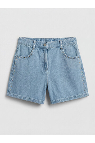 LC Waikiki Vizyon New Season Με λεπτομέρειες τρουκ Κοριτσίστικο τζιν σορτς με...