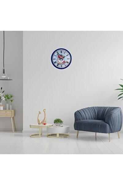 Leyaton Navy Blue Floral Print 36 cm Wall Clock Rvryt-Rs345
