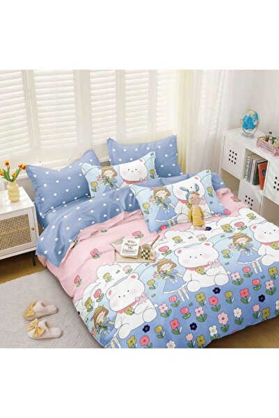 OEMN 4 Pieces Satin Cotton Bed Linen Set